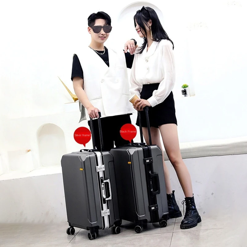 New Fashion Carry-on Suitcase USB Port Rolling Luggage Aluminum Frame Password Lock Trolley Case Lightweight 20&24&26&28 Inch