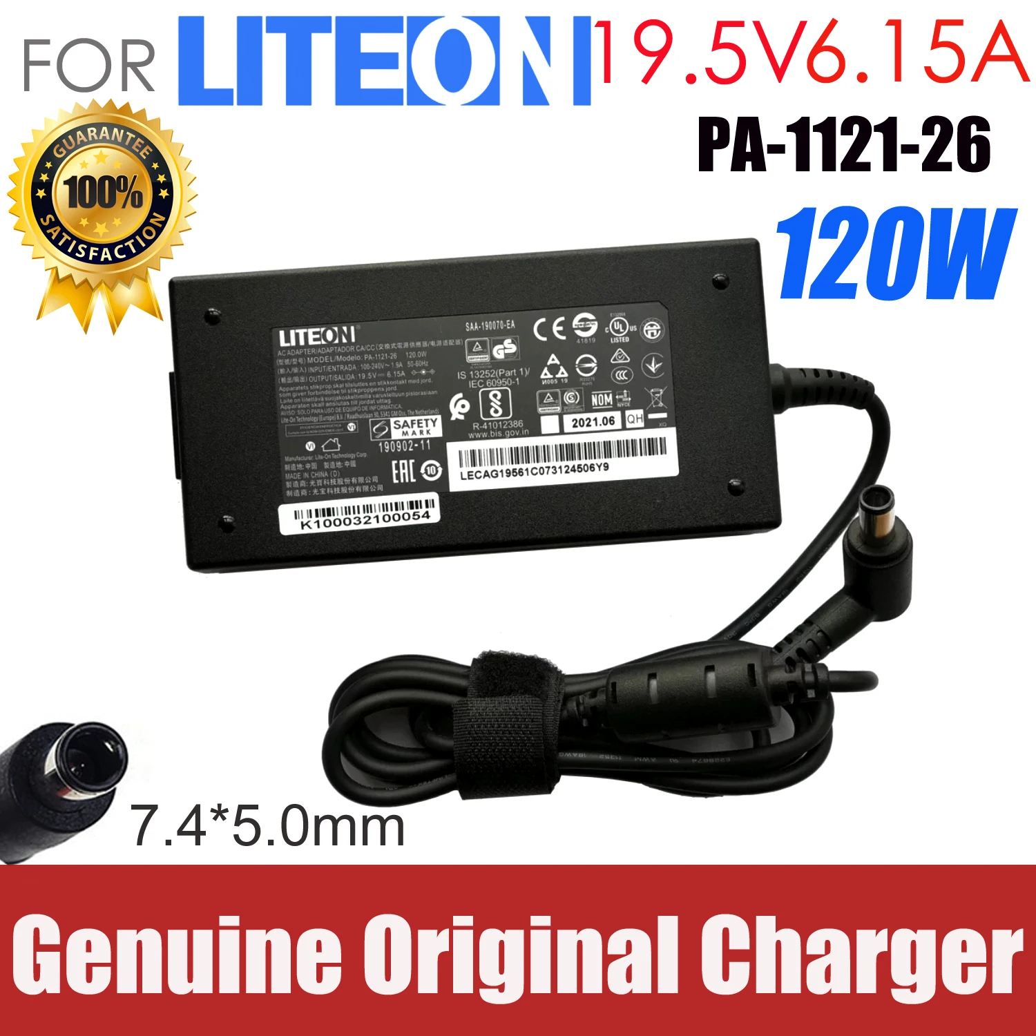 

Genuine Liteon PA-1121-26 AC Adapter 19.5V 6.15A 120W Charger Power Supply Original 7.4 x 5.0mm Tip