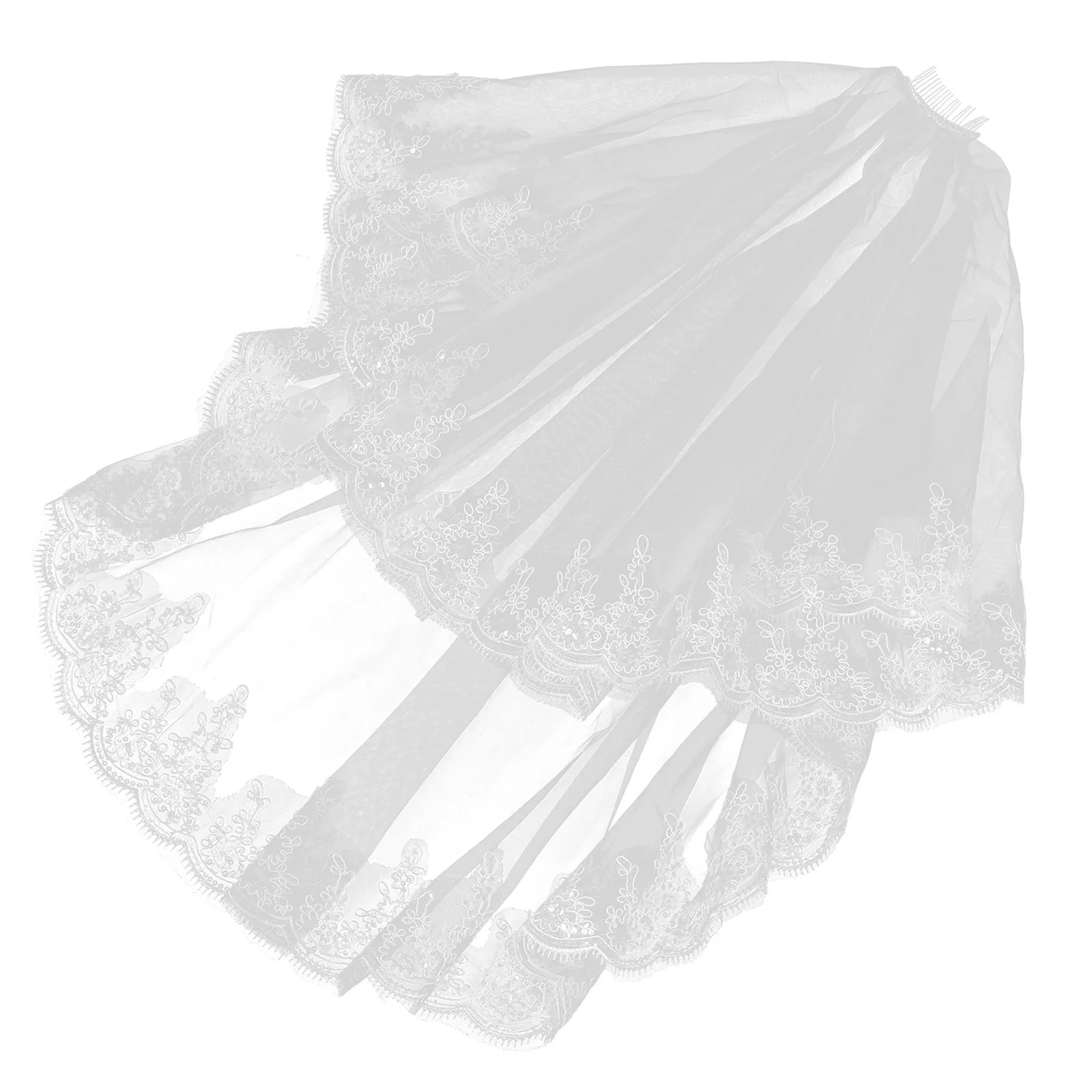 

Elegant 2-Layer Bridal Veil with Luminous Sequin Edge Soft Tulle Lightweight Breathable Metal Comb Secure Fit for Wedding