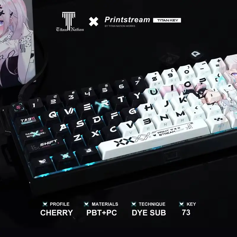 أغطية مفاتيح مخصصة للألعاب مطبوعة من CSGO PBT لوحة مفاتيح ميكانيكية منقوشة على الجانب لنقل الضوء من الكرز متوافقة مع سلسلة 60-68