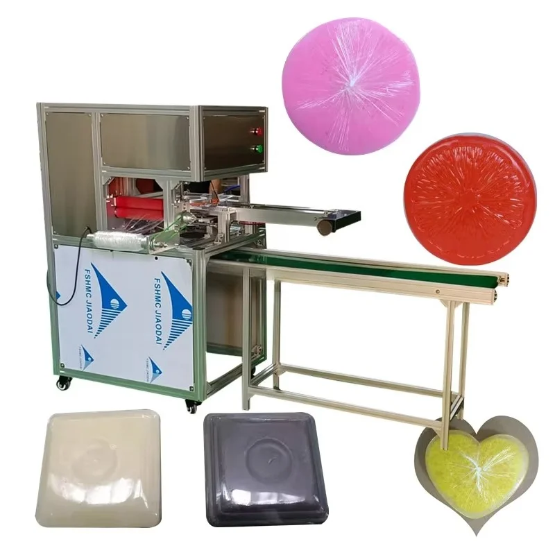 Customized Automatic Handmade Soap Stretch Film Wrapping Machine Pneumatic Cling Film Packing Equipment