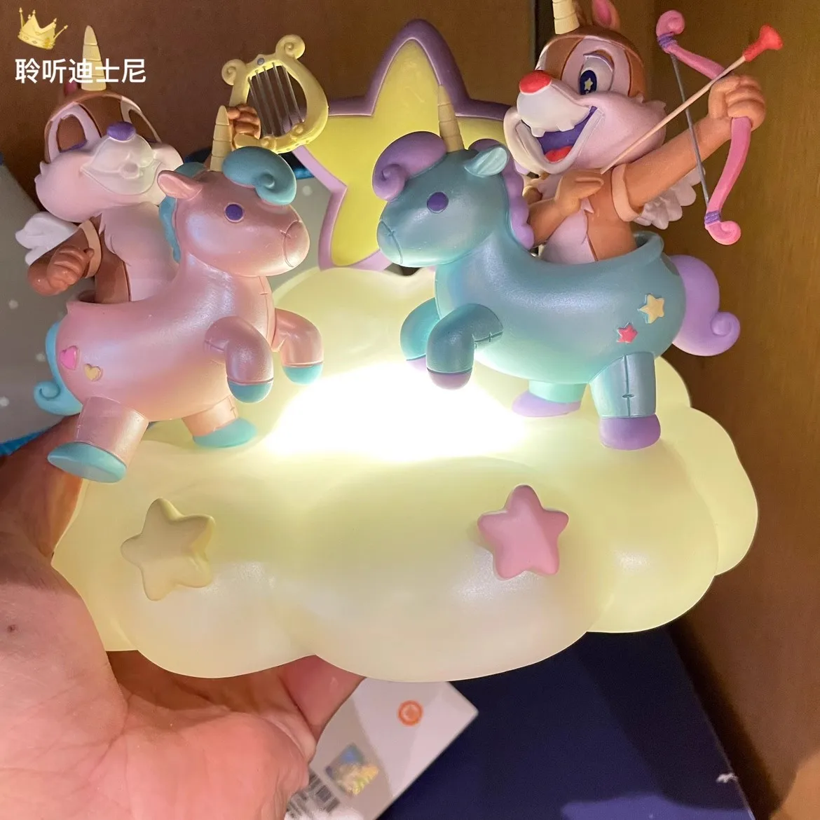 Original Disney Chip and Dale Light Up Figurine Rainbow unicorn cartoon cute glowing star ornament