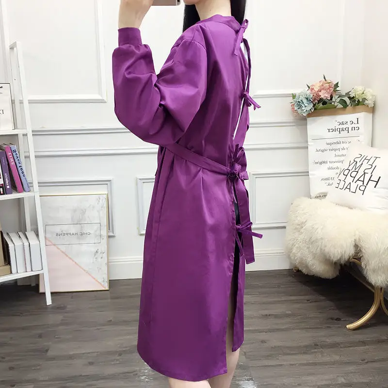 S-XXL Women Uniform Cotton Nursing Clothes Overalls Shirt Long Sleeve Doctor Workwear Isolation Clothing Oral Surgery Uniform