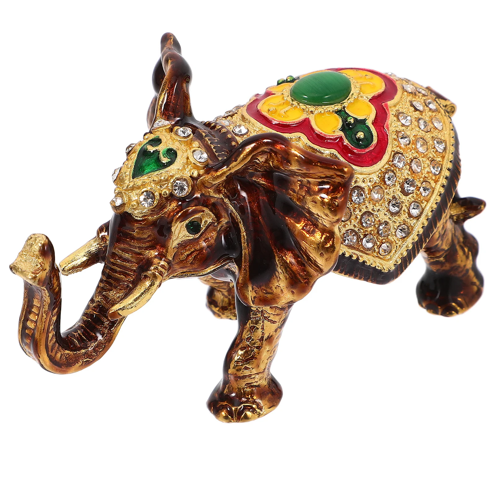 

Enamel and Rhinestone Elephant Trinket Box Handcrafted Hinged Jewelry Storage for Rings Bracelets Animal Ornament