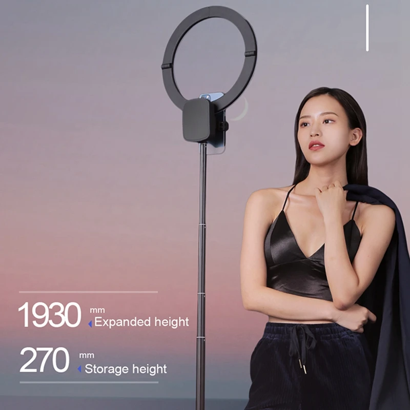 

X11A 10 Inch Mini Portable LED Ring Fill Light Tripod Desktop Adjustable Remote Control Lamp for Live Streaming Pink