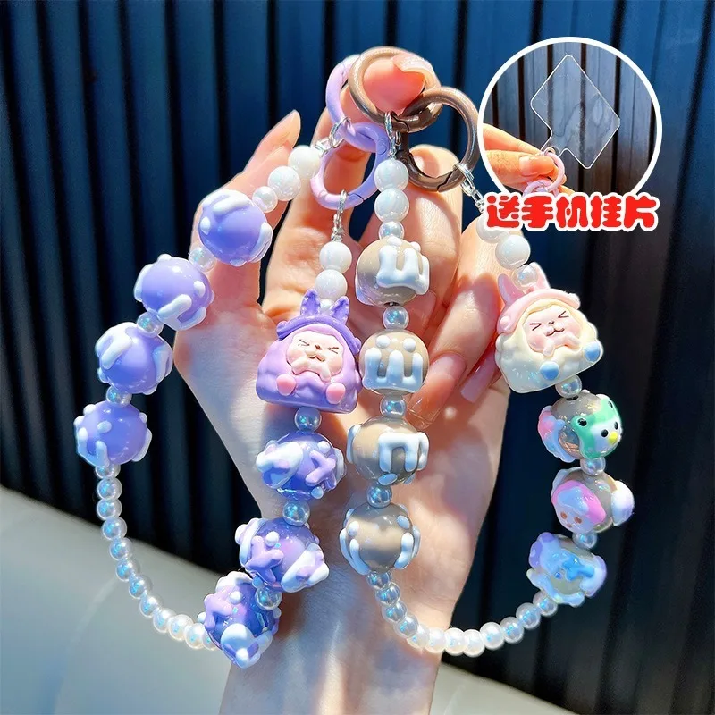 

Y2K Trendy Rabbit Beads W/Card Phone Chain Anti-lost Strap Camera Charms Bag Decoration Pendant Hanging Ornament Key Chain Gift