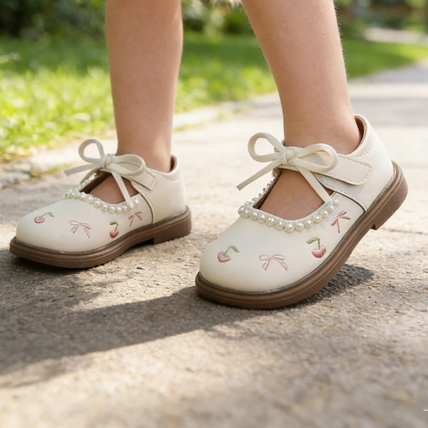 

Весенние туфли принцессы для маленьких девочек, детская повседневная обувь Мэри Джейн с милым бантом и жемчугом на плоской подошве, студенческая обувь для маленьких детей
