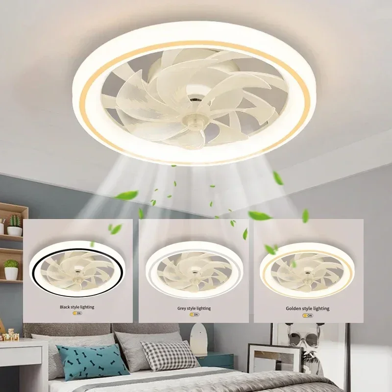 LED Ultra-thin Ceiling Light with Fan, Remote Control, Indoor Lighting, Suitable for Living Room, Bedroom, Bedroom Fan Lights