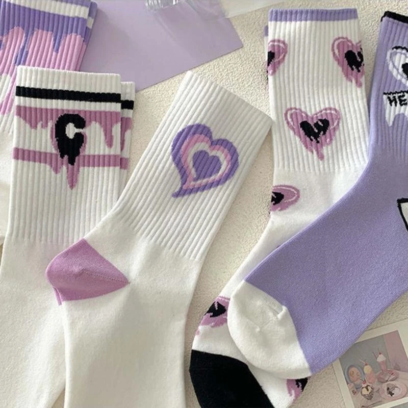 

Милые носки для женщин, повседневные мягкие дышащие носки до щиколотки, весна-лето, фиолетовая серия, модные женские спортивные