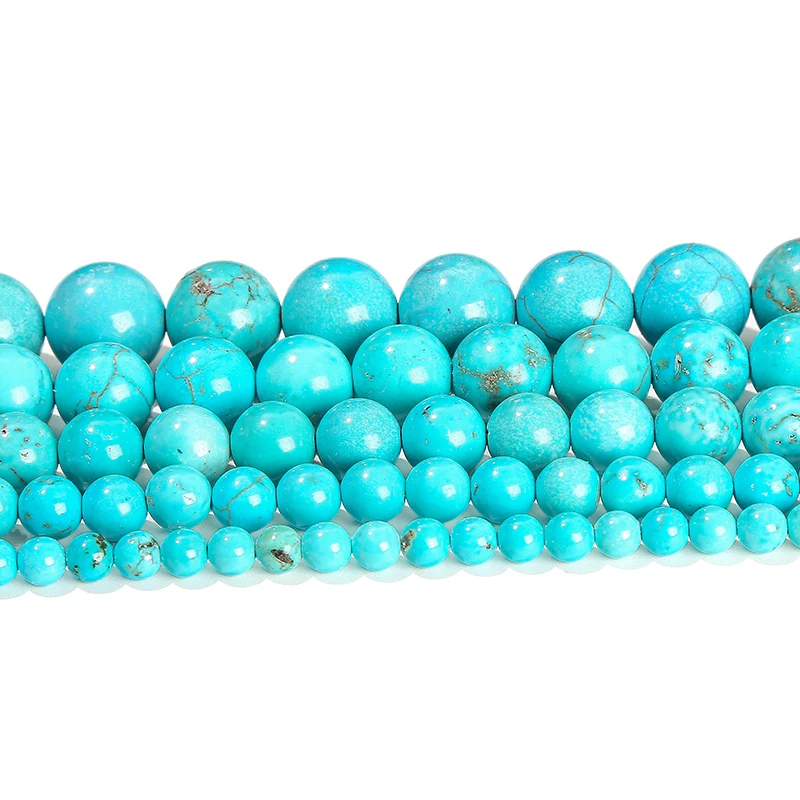 4 6 8 10 12mm Natural Stone Blue Turquoise Beads Round Loose Spacer Beads for Jewelry Making DIY Bracelet Necklace Accessory