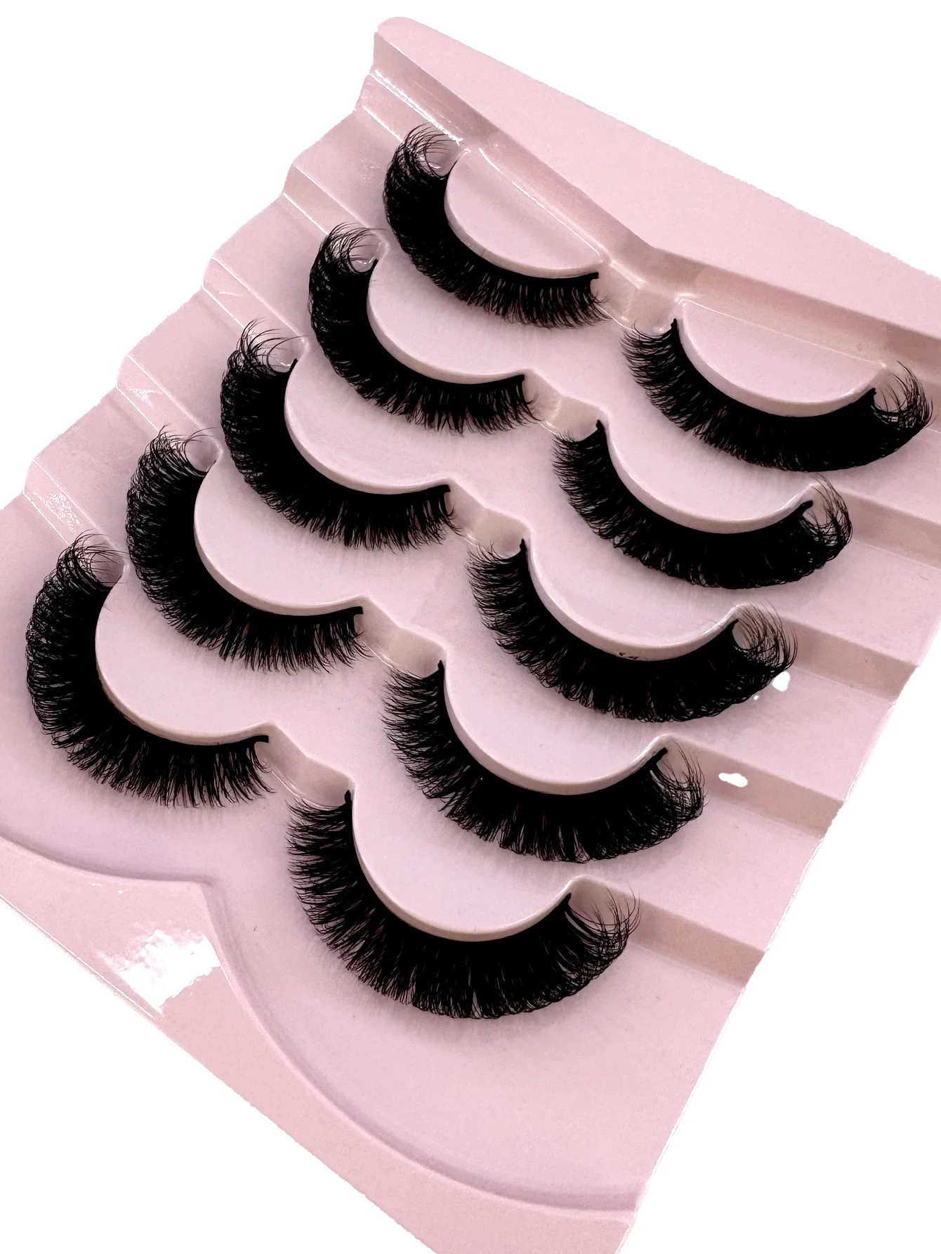 AMSDCN 5 Pairs Russian Volume Classic Cat Eye Artificial Mink False Eyelashes Natural DD Curl Fluffy Faux Eyelashes Cross eyelas