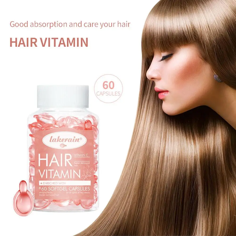 60pcs Smooth Hair Vitamin Capsule Repair Damaged Hair Splitting Vitamin Oil Hair Care Essence Keratin Complex Oil Hairs Mask