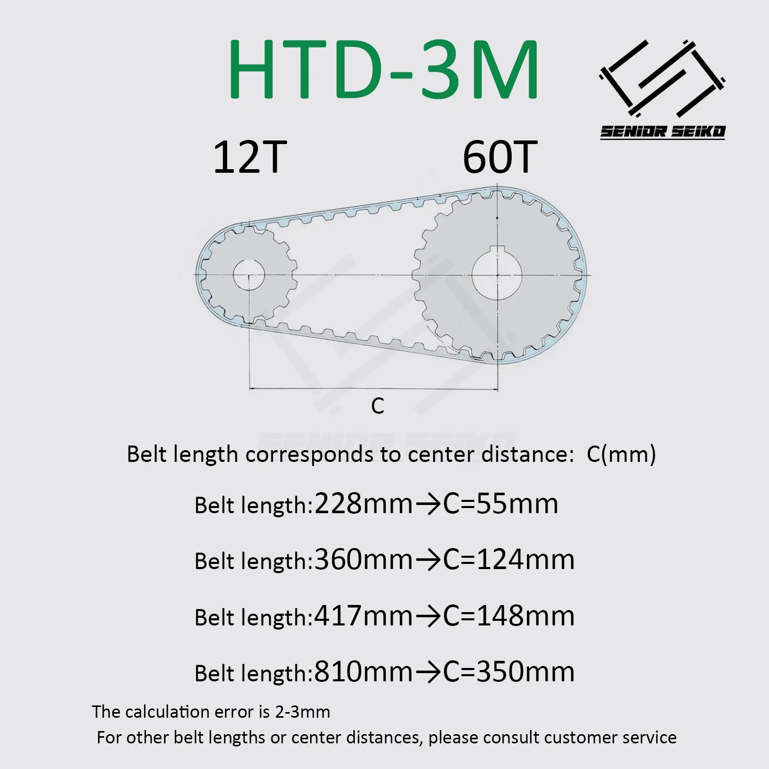 HTD3M 60Teeth 12T Timing Pulley Belt Set Belt Width 15mm Bore 5~25mm Reduction 5:1 Deceleration 3M Pulley Kit Synchronous Wheel