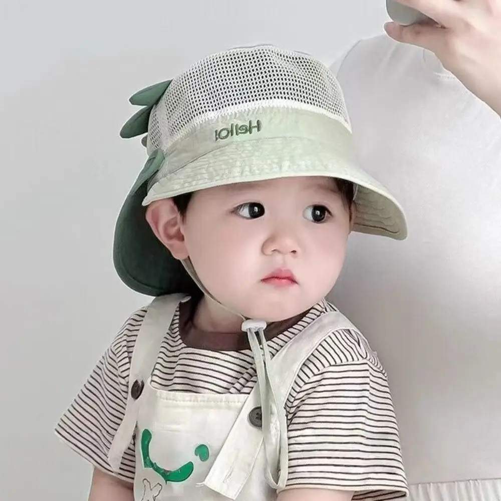 

Быстросохнущая шляпа-ведро с мультяшными животными, сетчатая съемная летняя шляпа от солнца с защитой от УФ-лучей, детская шляпа-рыбак с вышивкой букв