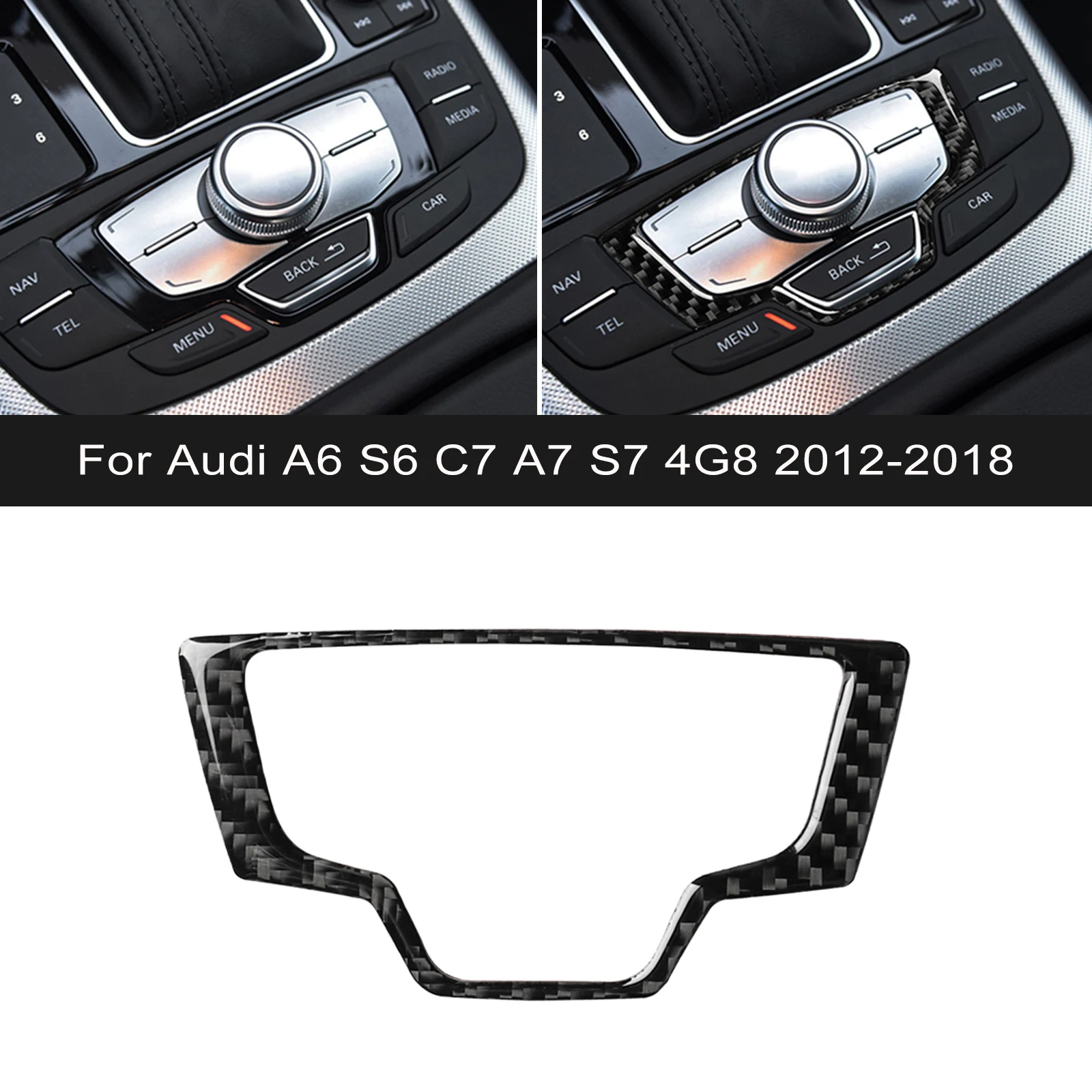 Car Central Control Multimedia Panel Carbon Fiber Sticker Gear Shift Interior Cover Trim Accessories For Audi A6 S6 C7 A7 S7 4G8