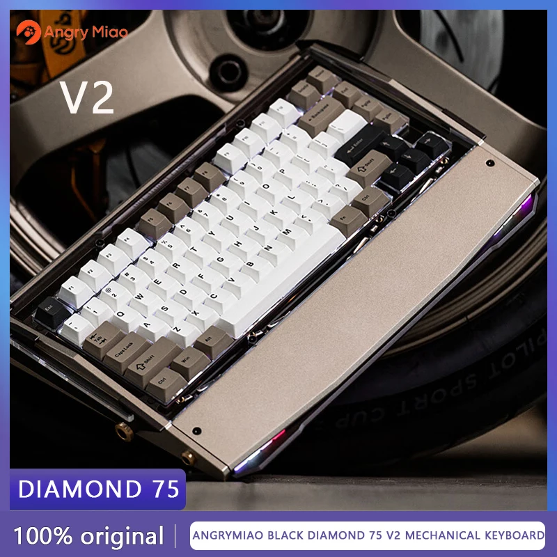 

AngryMiao&DRY STUDIO Black Diamond 75 V2 Customized Mechanical Keyboard RGB PBT Keycap Esports Game office three mode keyboard