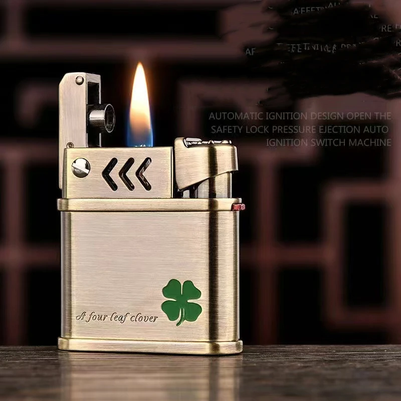 New Machine Cover Ejection Automatic Ignition Kerosene Lighter Windproof Retro Lighter Cigarette Cigar Accessories Men\'s Gift