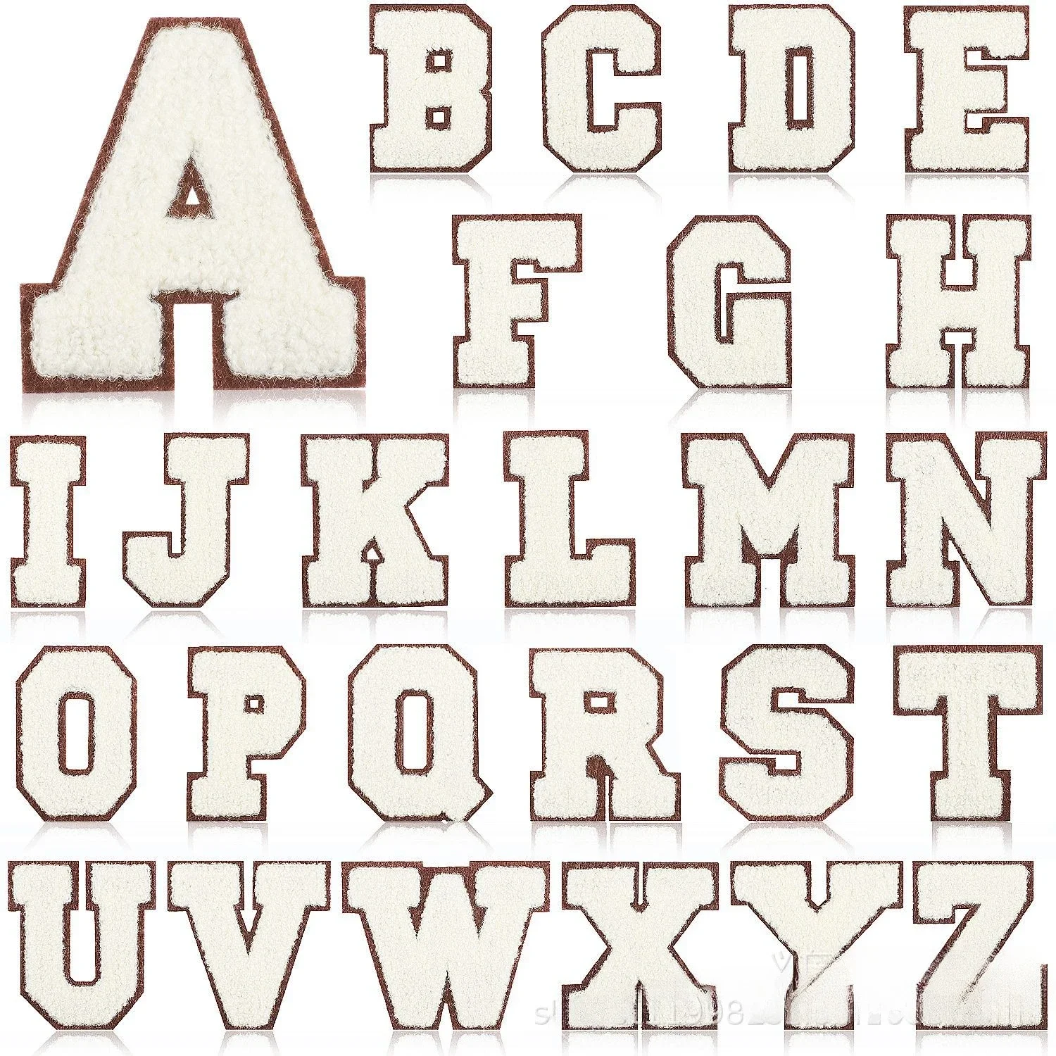 7Cm fond marron lait blanc mot serviette broderie lettre anglaise broderie tissu autocollant ordinateur broderie chapitre garçon