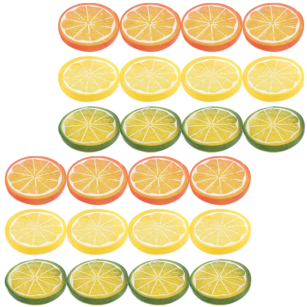 24 Pcs Imitation Lemon Slice Lifelike Fruit Slices Prop Simulation Raspberry Vase Interesting Model Pvc Plate Decoration