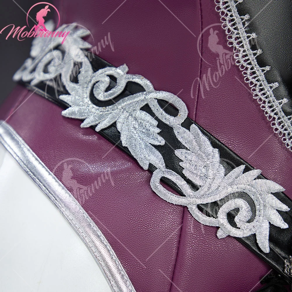 MOBBUNNY-Disfraz de Cosplay derivado para mujer, conjunto de lencería Sexy de bruja nocturna para Halloween, mono con sombrero y mangas