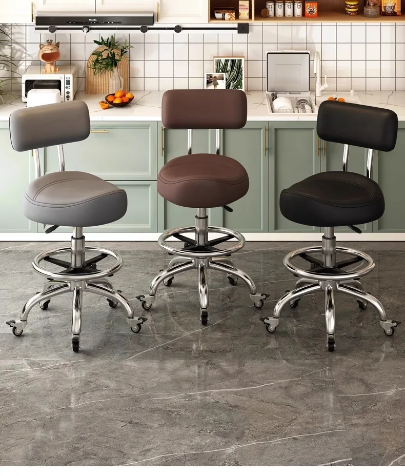 DSA Kitchen Cooking Stool Universal Wheel Lifting Bar Chair Front Desk Cashier Chair Big Work Stool Barber Chair