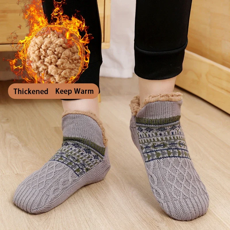 Thermische Herren-Slipper-Socken, flauschig, für den Winter, warm, rutschfest, Bodensocken, verdickt, zum Schlafen zu Hause, weiche Schneesocken, Schlaf- und Teppichsocken