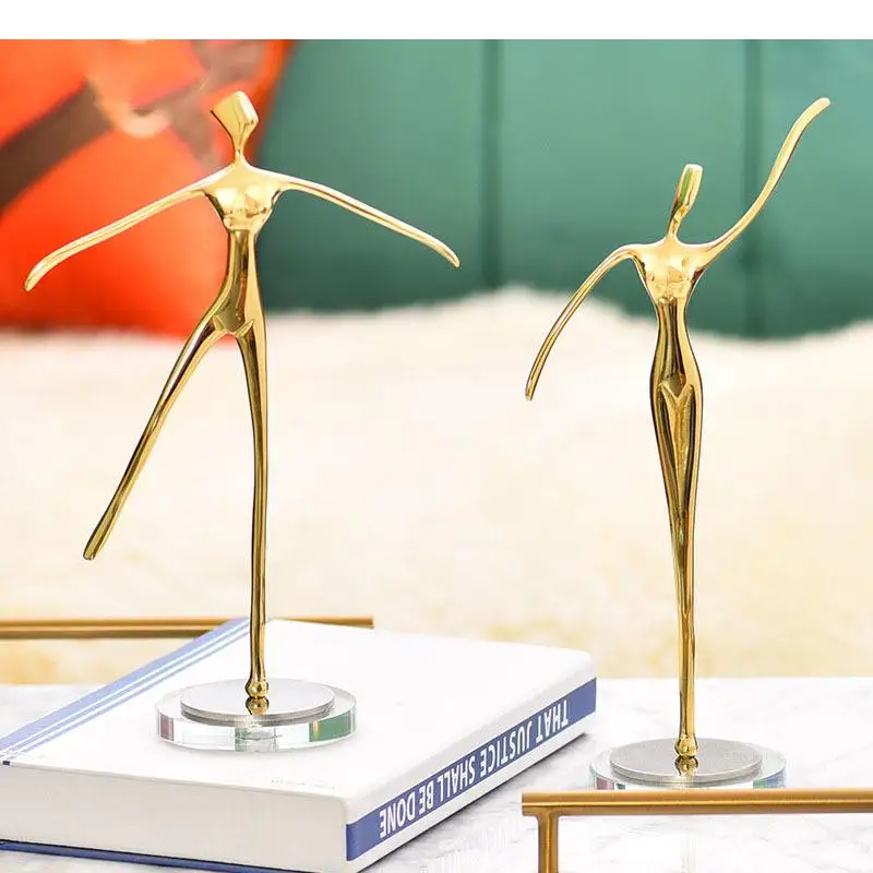 Abstract Figures Copper Ornaments Ballerina Character Statue Desktop Decor Statuette Crafts Figurines Home Decoration Modern