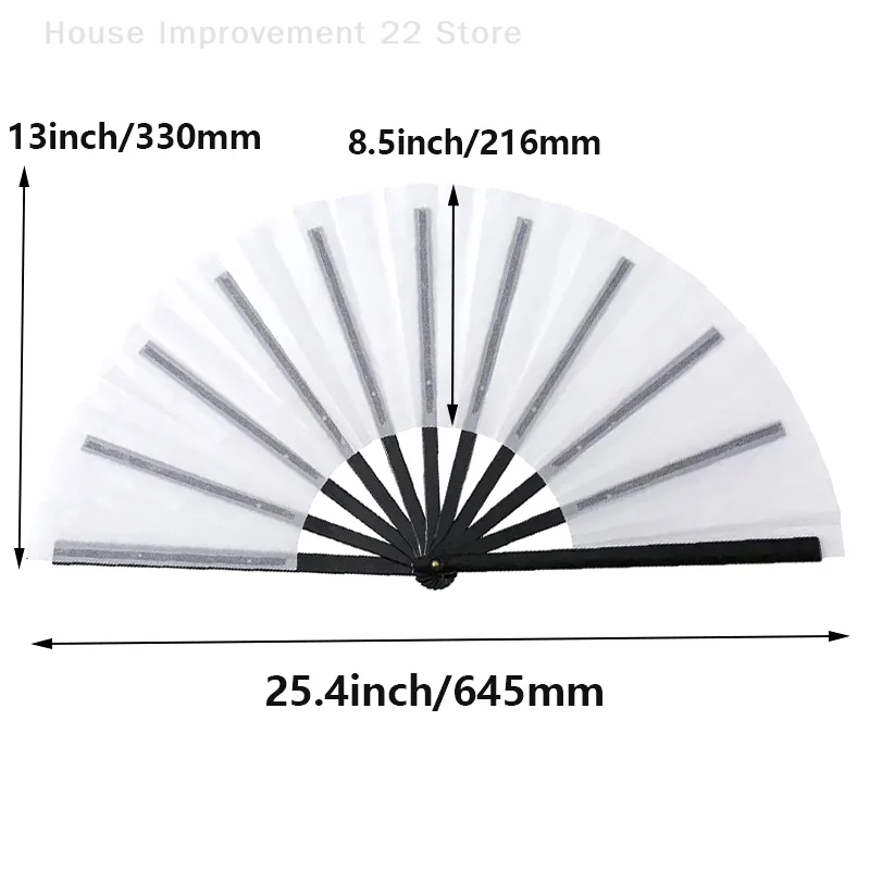 Paquete de 5 uds. De ventilador plegable en blanco de 13 pulgadas con impresión por sublimación, ventilador de acanalada de poliéster con varillas de plástico, ventilador de mano KongFu