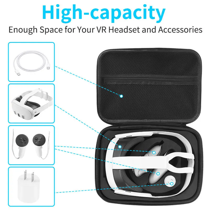 VR Glasses Accessories Portable Storage Bag Suitable for Meta Quest 2/3, Shockproof Protection Messenger Bag Glasses Storage Bag