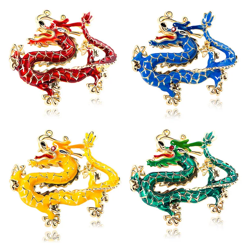 

Trendy Enamel Flying Dragon Brooches For Women Men Rhinestone Animal Party Casual Brooch Clothing Accessories Jewelry Gift
