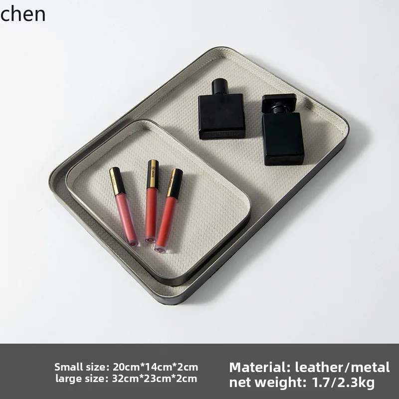 

DSA Nordic Light Luxury Minimalist Metal Leather Tray Model Room Sales Office Living Room Dining Room Decorative Ornament