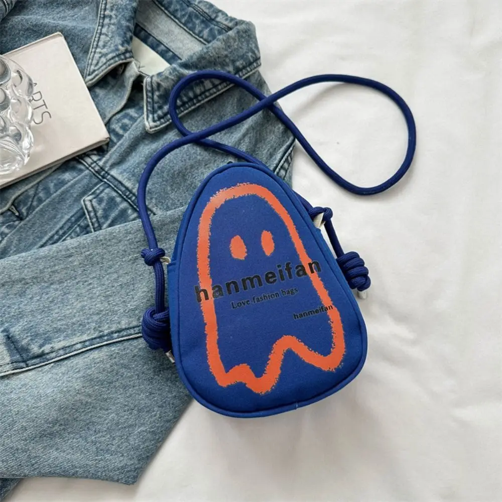 Retro Coin Purse Ghost Shoulder Bag Solid Color Mini Halloween canvas Crossbody Bag Korean Style Casual Mobile Phone Bag Female