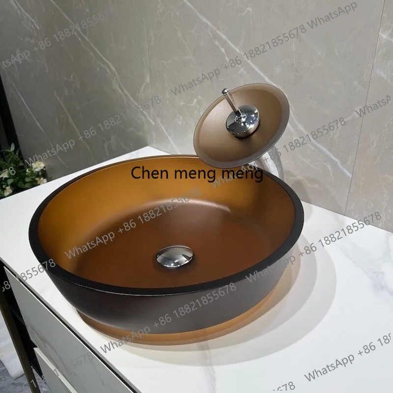 

Frosted tempered glass wash basin, transparent platform, face wash, wash basin hotel cylinder matte