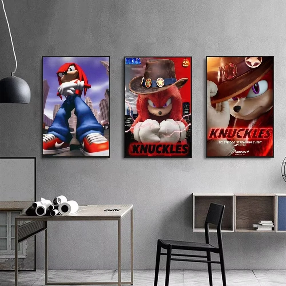 S-Sonic Game K-Knuckles The E-Echidna Poster Paper Bedroom Entrance Home Living Room Wall Decor