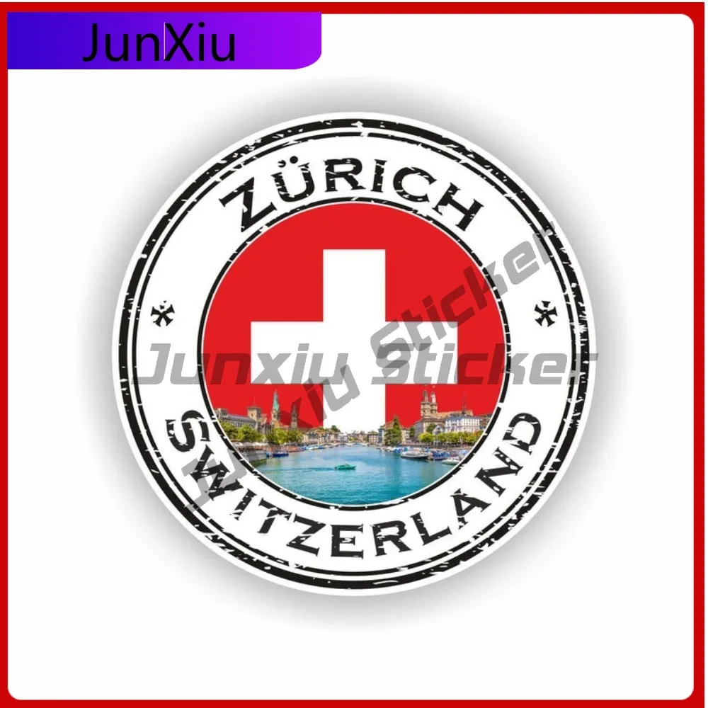 

Zürich Switzerland Seal Sticker Round Cute Helmet Wall Waterproof Car Modification Vinyl Decal For Car Truck SUV Window Bumper