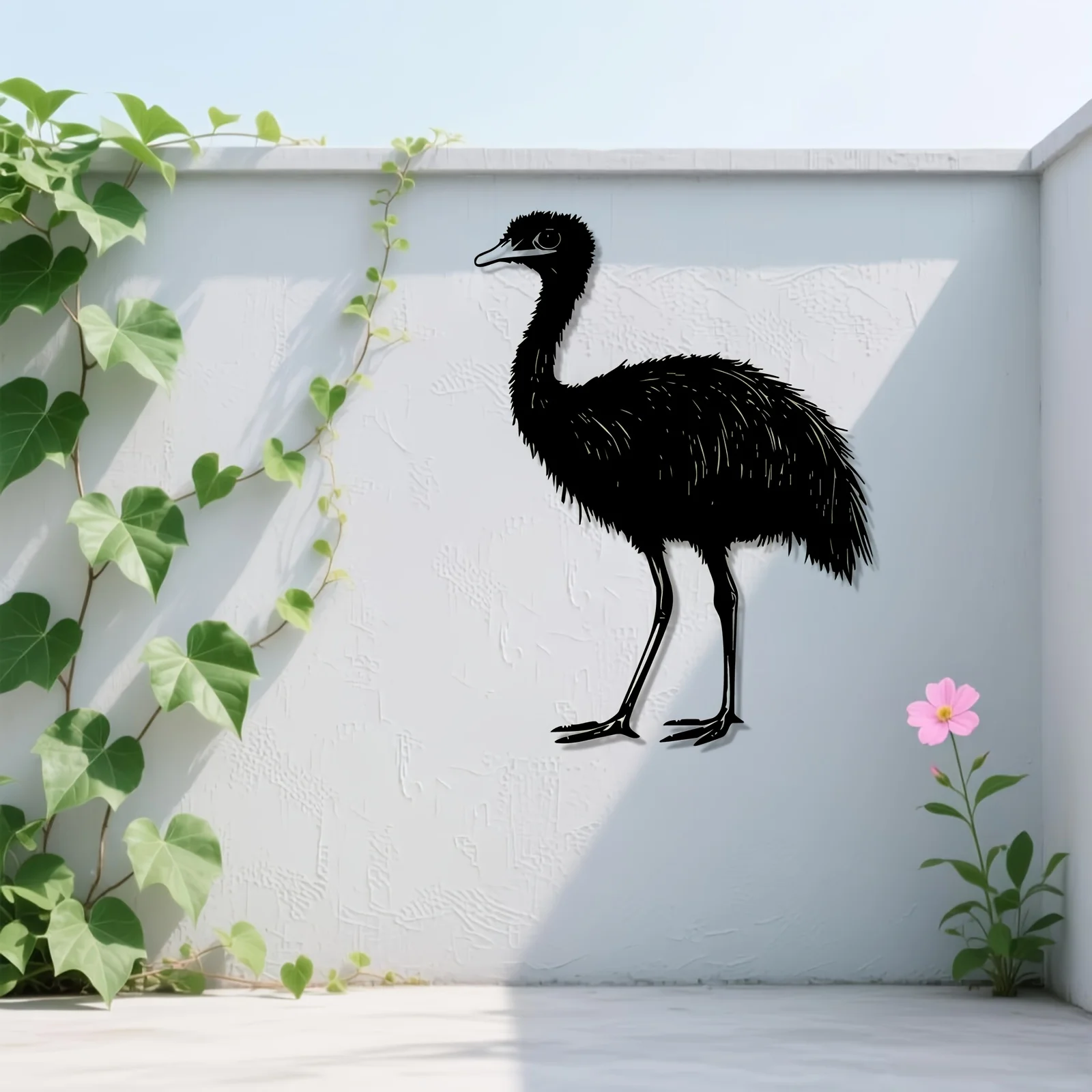 CIFBUY Wrought Iron Emu Wall Art Sculpture, Handcrafted Metal Yard Decor, Weatherproof Outdoor Garden Statue, Australian Wildlif