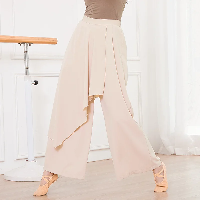 Women Modern Dance Pants Loose and Elegant 2 Layer Wide-Leg Pants Classical Dance Jazz Dance Stage Performance Practice Pants