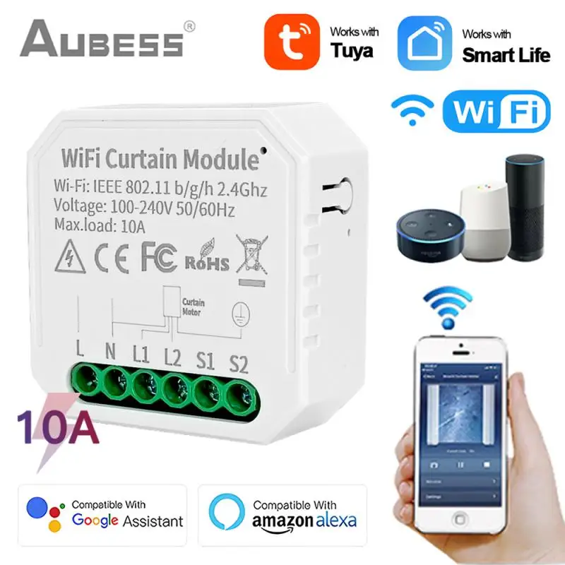 Tuya WiFi Smart Curtain Switch For Roller Shutter Blind Motor Rolling Shutter Doors Work With Alexa And Google Home Smart Life