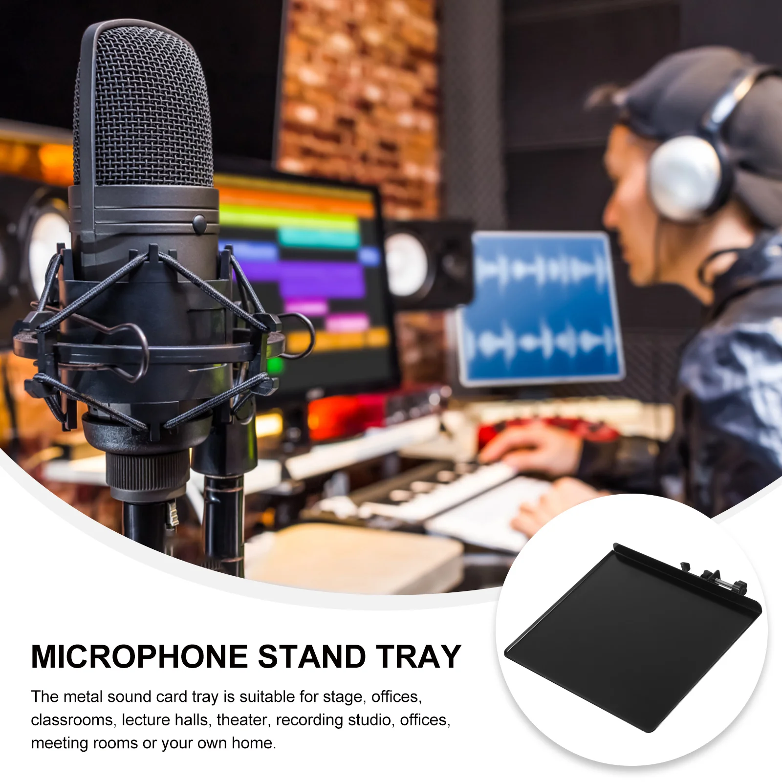 Supporto per supporto per microfono Vassoio audio mobile Clip Microfoni Controller in metallo