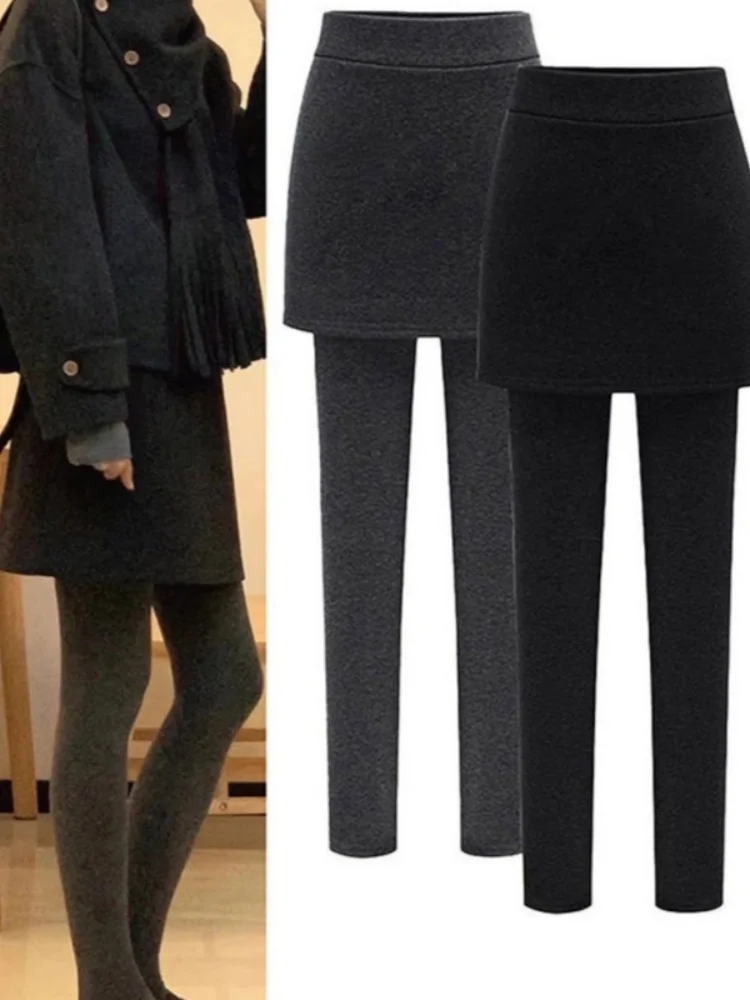 

Брюки-юбка с подкладкой, высокая талия, корректирующие, больших размеров, женские, базовые, для весны и осени, с эффектом подтяжки ягодиц