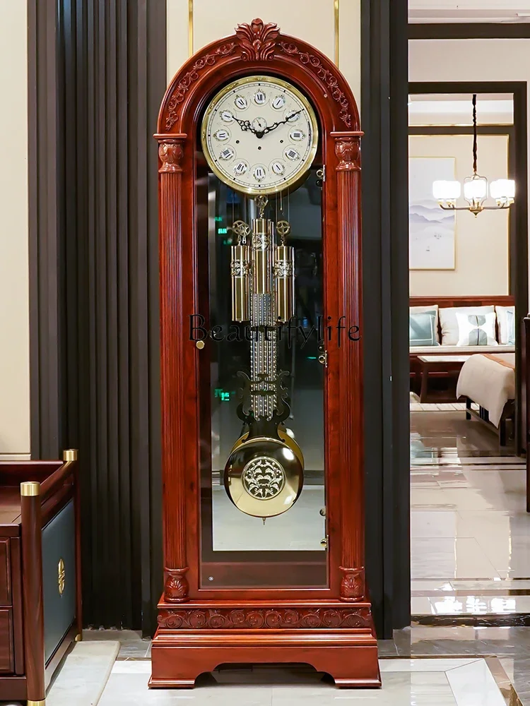 German Hermle New Chinese Style Rosewood the Grandfather Clock Living Room Retro Vertical Large Pendulum Clock Mechanical Clock