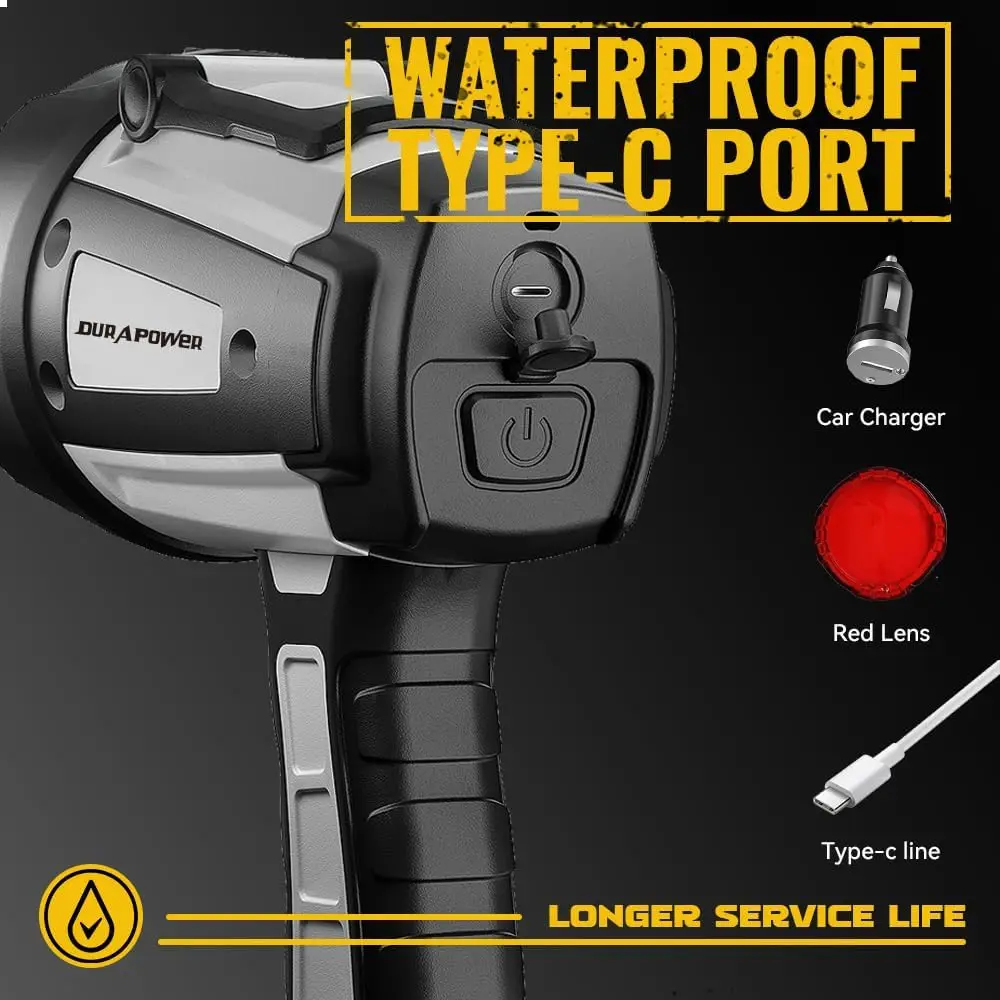 Imagem -06 - Lumen-super Brilhante Led Handheld Spotlight Ip68 Lanterna Impermeável Portátil Marine Boat Spotlight