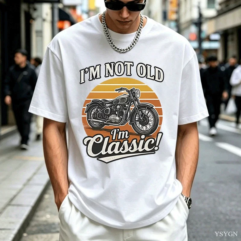 Vintage Motorcycle T Shirt Men Retro Motorcycle Graph Tee Short-Sved Comfortable Soft Loose Tee Trend Street s 2026 New Model Sh