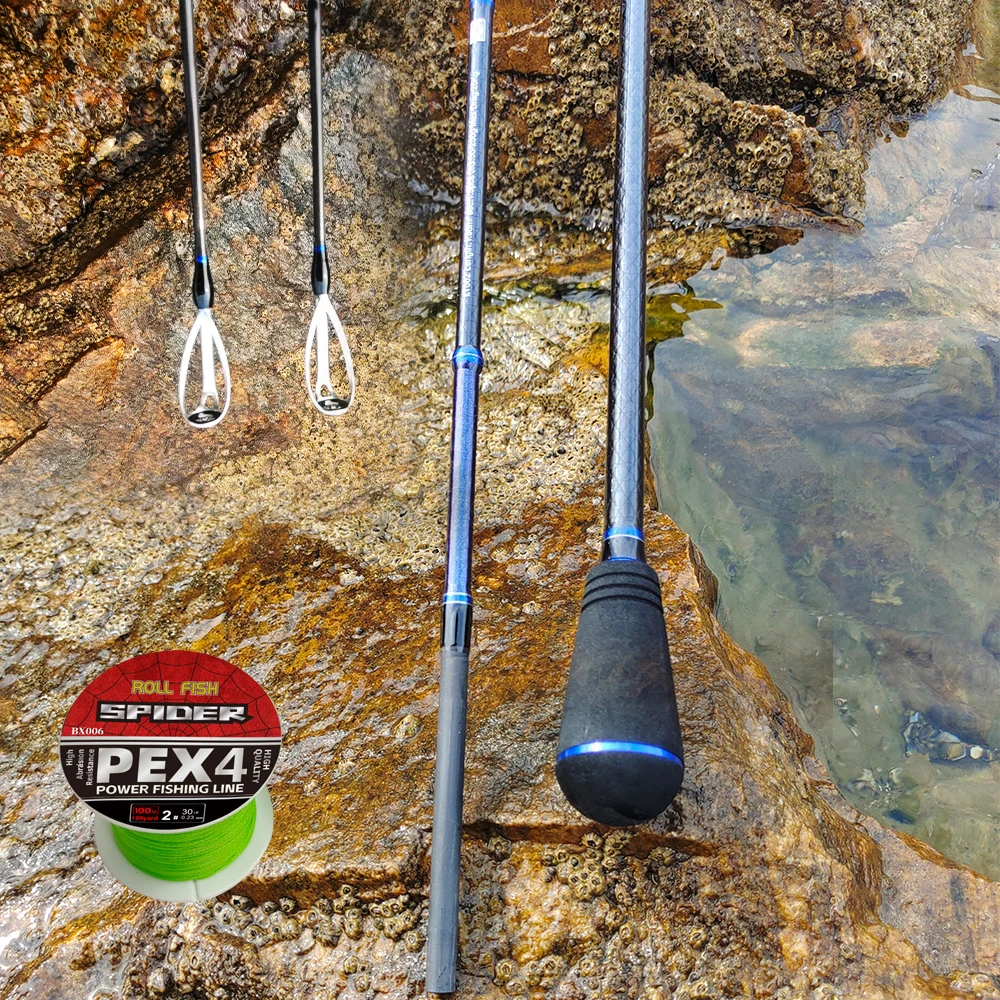 ROLLFISH Schnellwirkende Salzwasser-Jiggingstange aus Kohlefaser, ideal für Offshore-Thunfisch, Fuji-Führungen und Rollensitz + 100 m PE-Schnur – Detail 5