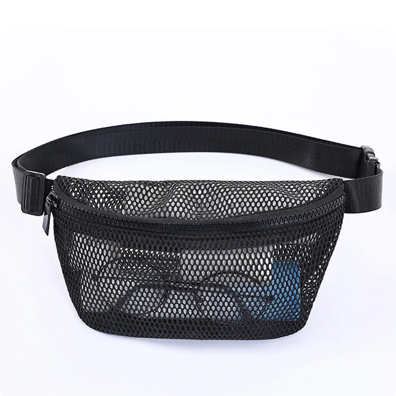 DHL50pcs Fanny Packs Women Nylon Plain Large Capacity Hollow Out Mesh Travel Waist Bag  Mix Color