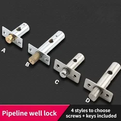 1pcs Stainless steel Pipe lock Invisible Mortise  door lock Fire door Escape Aisle Furniture hardware accessories