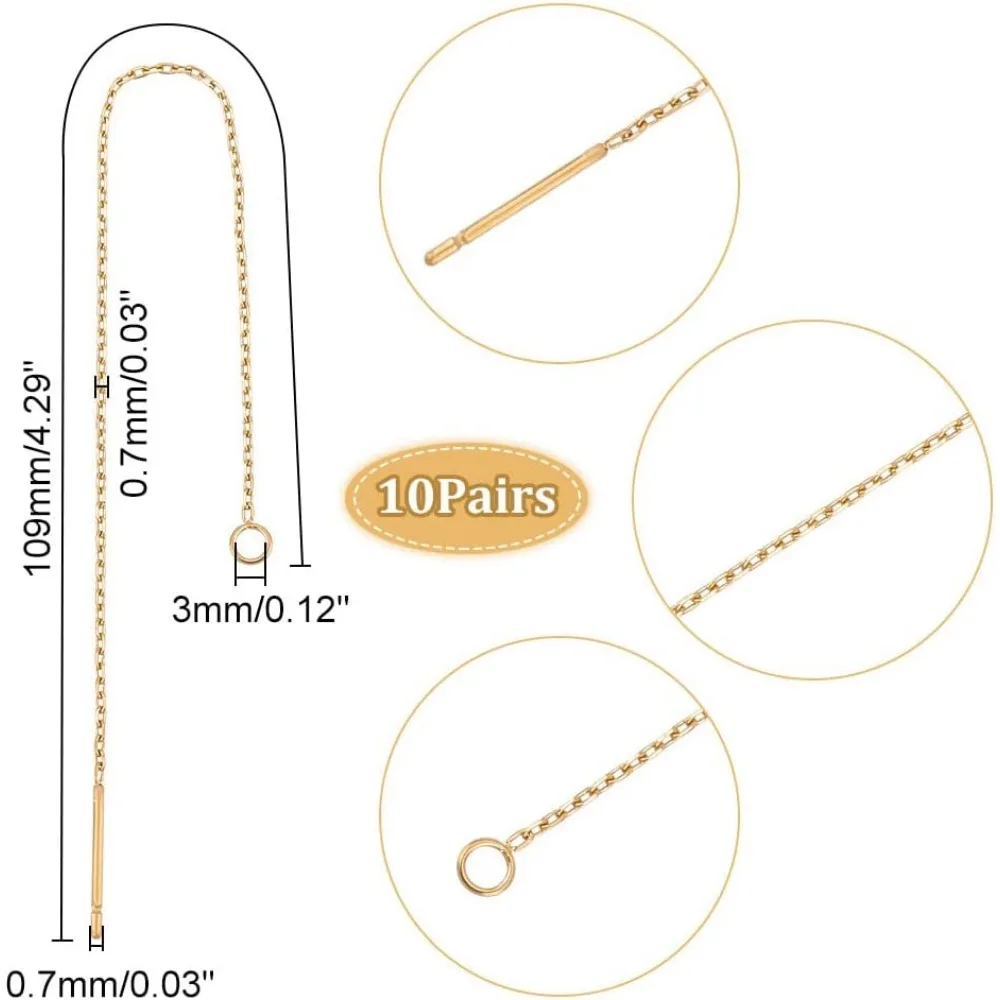 20ชิ้นต่างหูสแตนเลสสตีลสีทองสายยาว109มม. พร้อมห่วงต่างหูแบบห่วงแบบห้อยเครื่องประดับการค้นหา