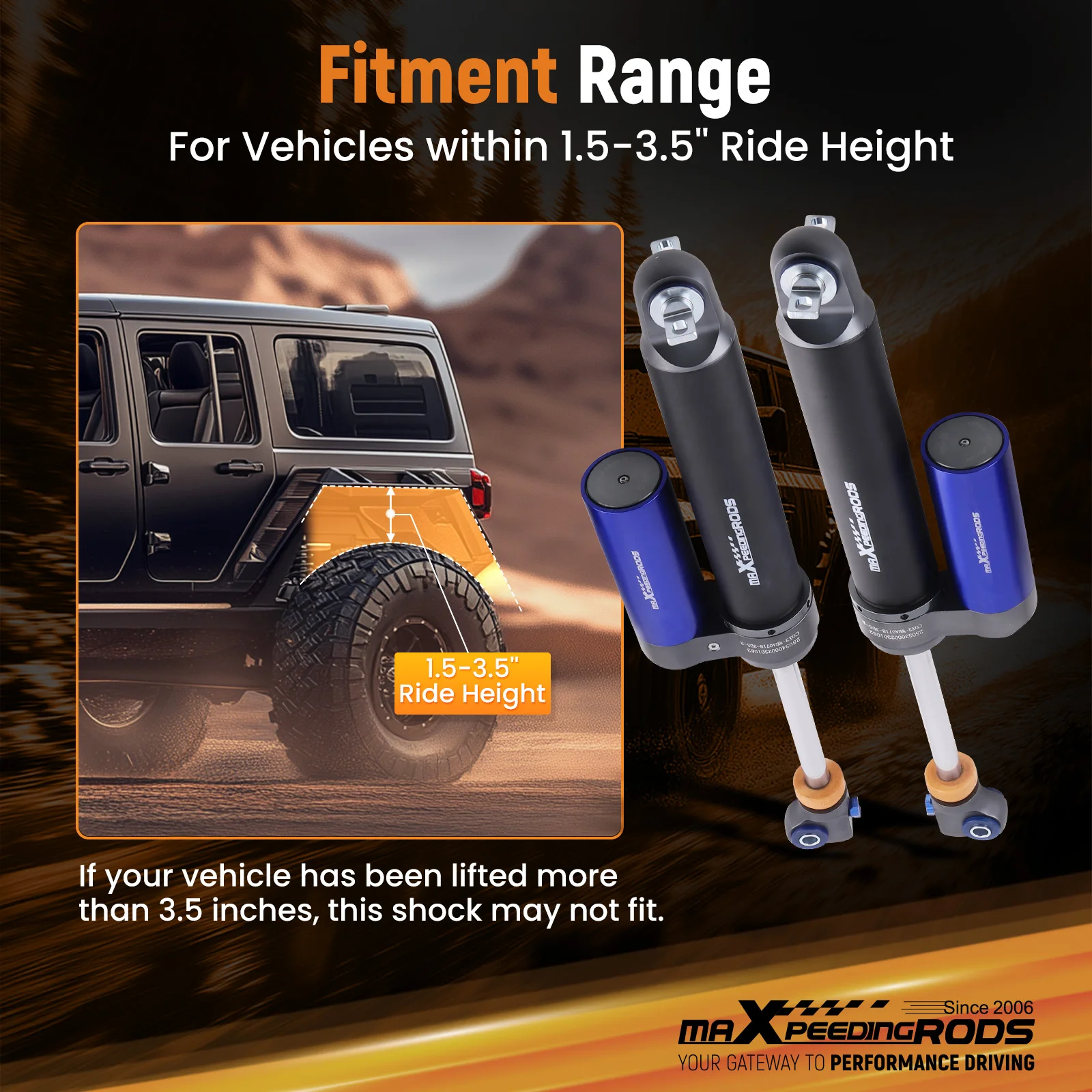 

MaXpeedingrods 2.5 Remote Reservoir Rear Shocks For JEEP Wrangler JK 07-18