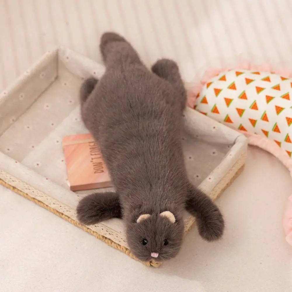 New Soft Ferret Pillow Fluffy Texture Cute Expression Ferret Dense Stitching Animal Pillow Cuddling Companion