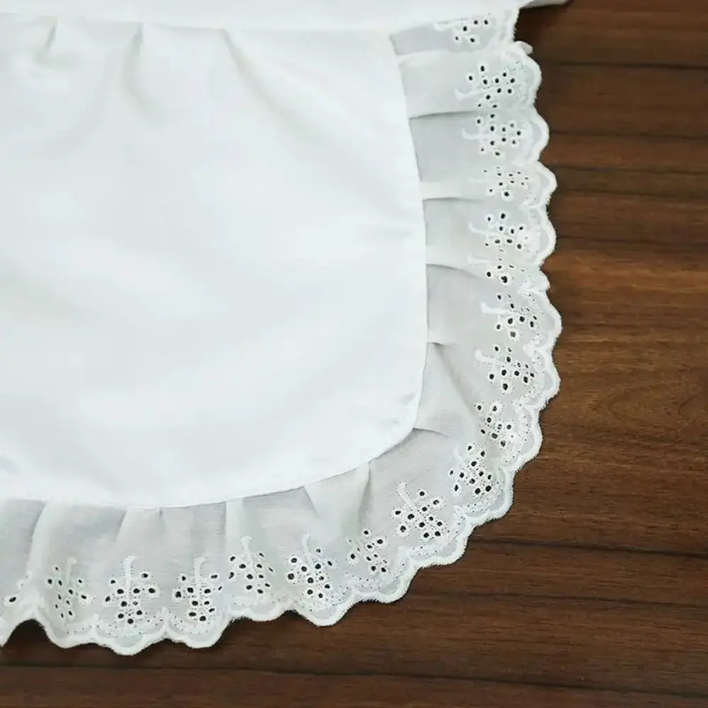 New Lolita Maid Apron Sexy Lace Black White Cooking Kitchen Apron Short Waist Apron Beauty Flower Coffee Shop